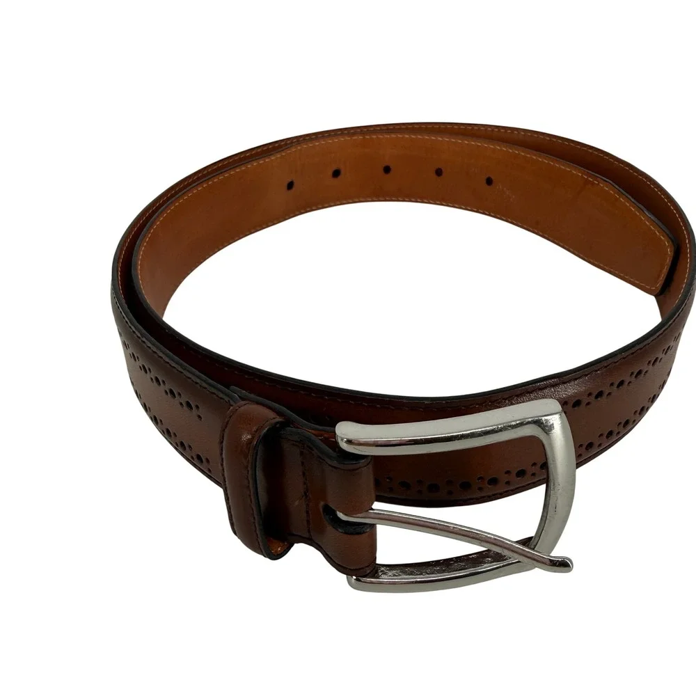 Allen Edmonds Strand Size 11 3E Wide Brown Leather Brogue Oxford Matching Belt